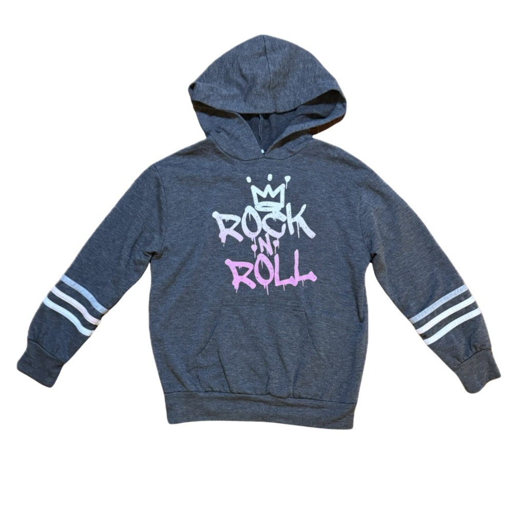 Pixielane Girls Grey Rock and Roll Hoodie size 7 in excellent condition